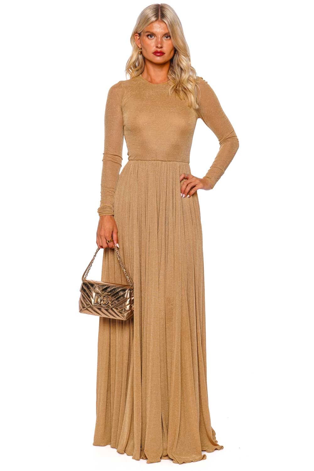 ZIMMERMANN Lyrical Gold Lurex Long Sleeve Gown