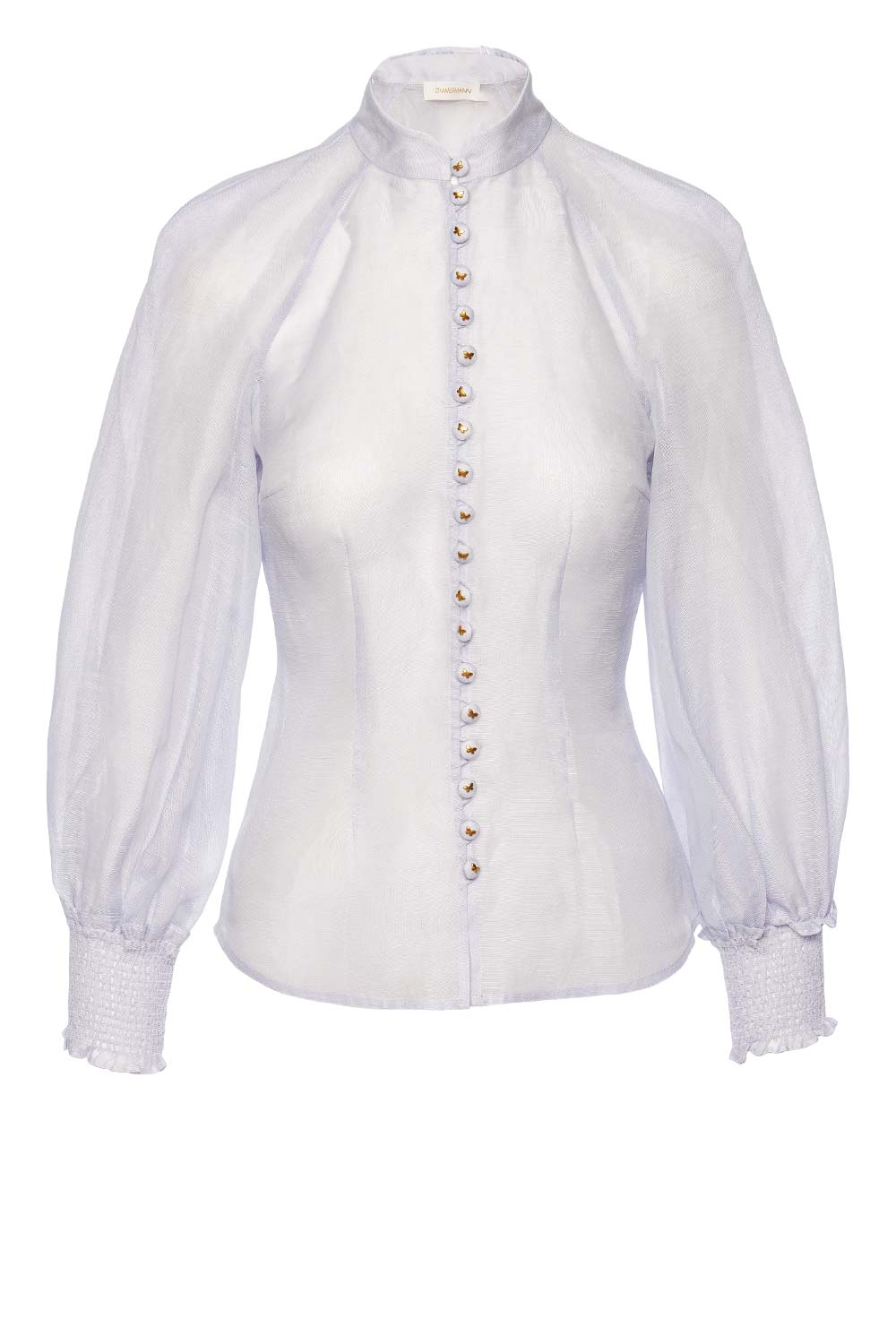 ZIMMERMANN Luminosity Sky Blue Organza Lantern Blouse