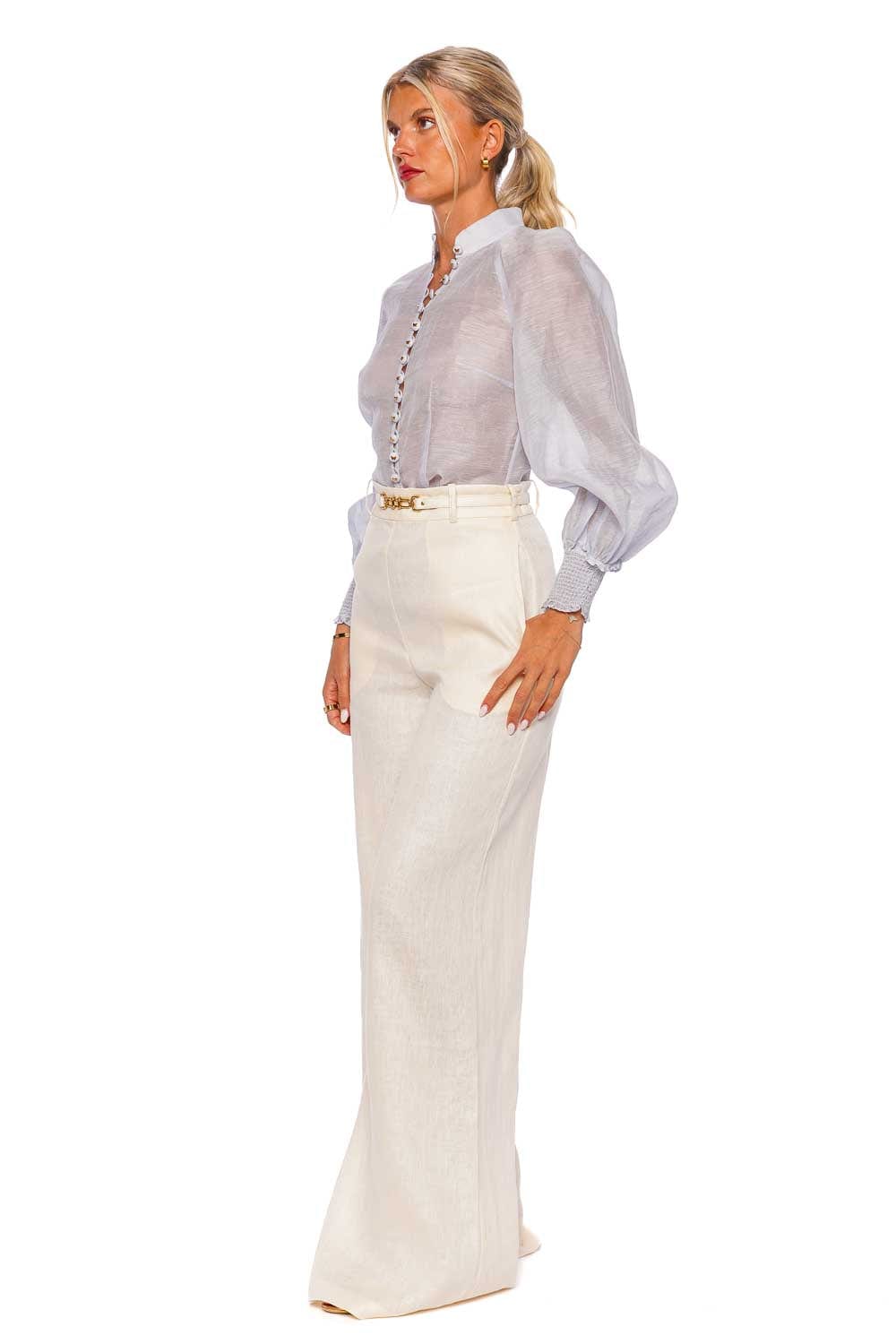 ZIMMERMANN Luminosity Sky Blue Organza Lantern Blouse