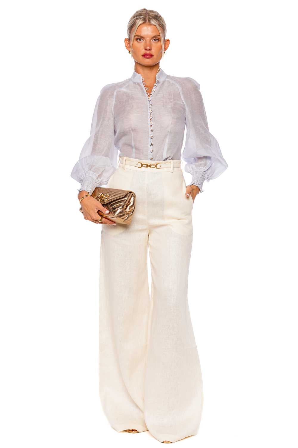 ZIMMERMANN Luminosity Sky Blue Organza Lantern Blouse