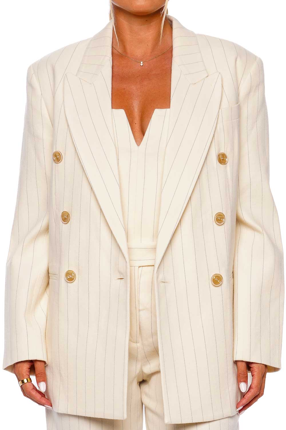 ZIMMERMANN Luminosity Cream Stripe Relaxed Jacket
