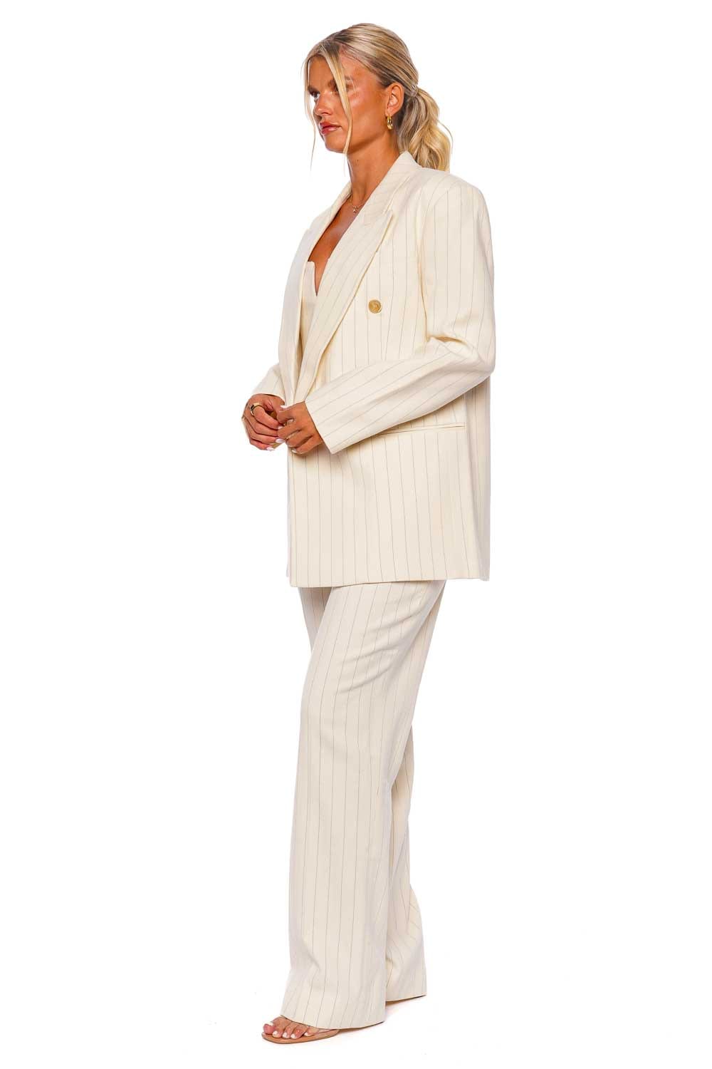 ZIMMERMANN Luminosity Cream Stripe Relaxed Jacket