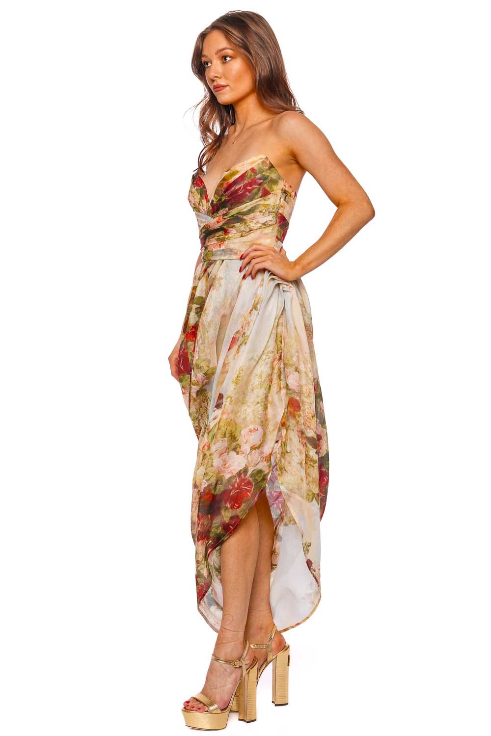 ZIMMERMANN Luminosity Floral Strapless Midi Dress