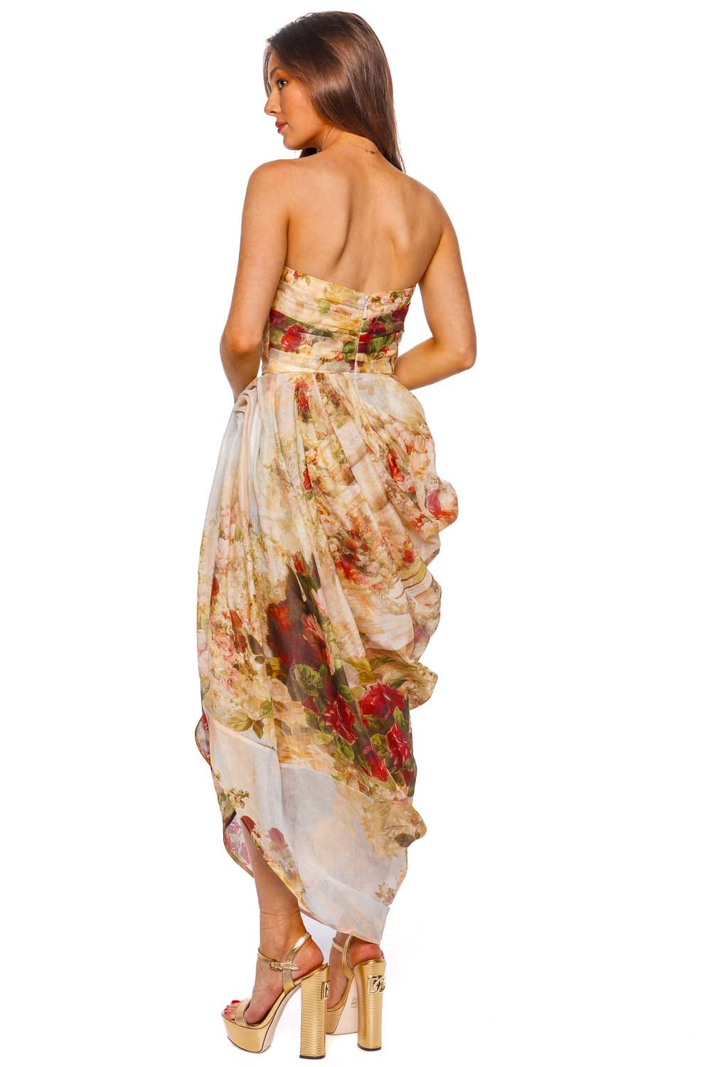ZIMMERMANN Luminosity Floral Strapless Midi Dress
