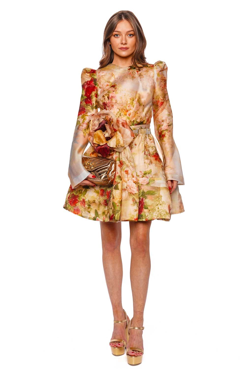 ZIMMERMANN Luminosity Rosy Garden Ruched Mini Dress