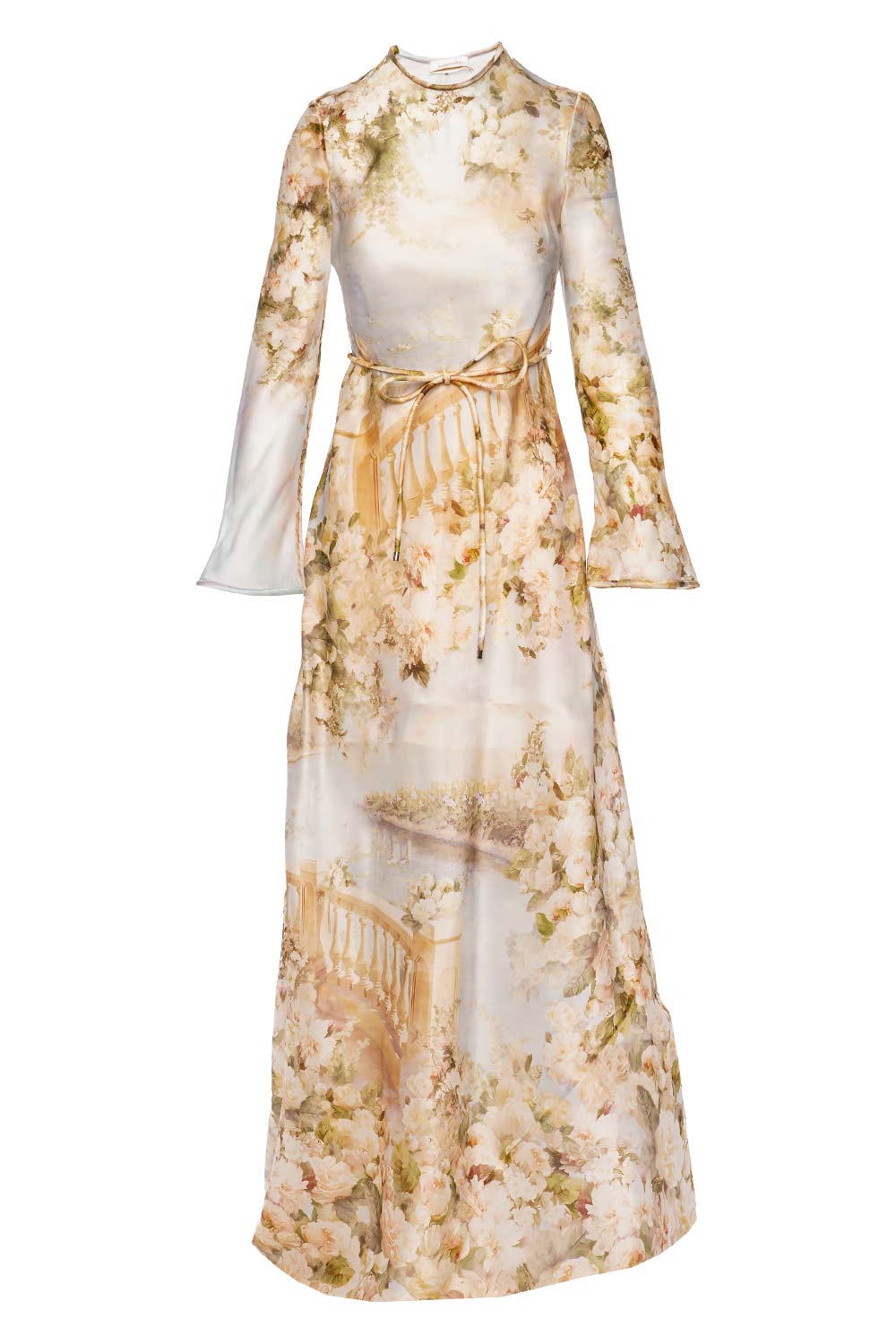 ZIMMERMANN Luminosity Floral Belted Bias Slip Maxi Dress