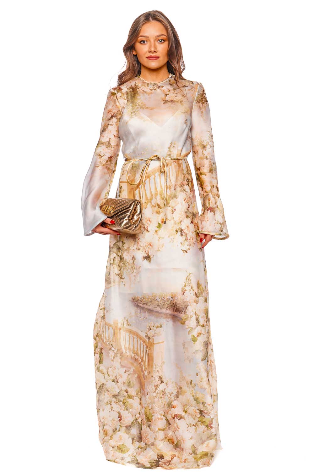 ZIMMERMANN Luminosity Floral Belted Bias Slip Maxi Dress