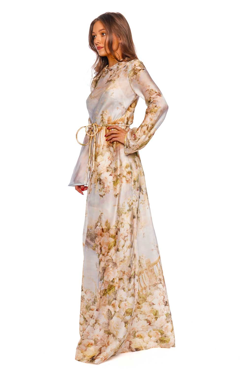 ZIMMERMANN Luminosity Floral Belted Bias Slip Maxi Dress
