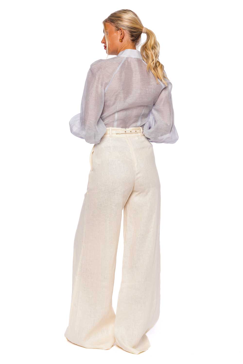 ZIMMERMANN Luminosity Cream Belted Wide Leg Pant