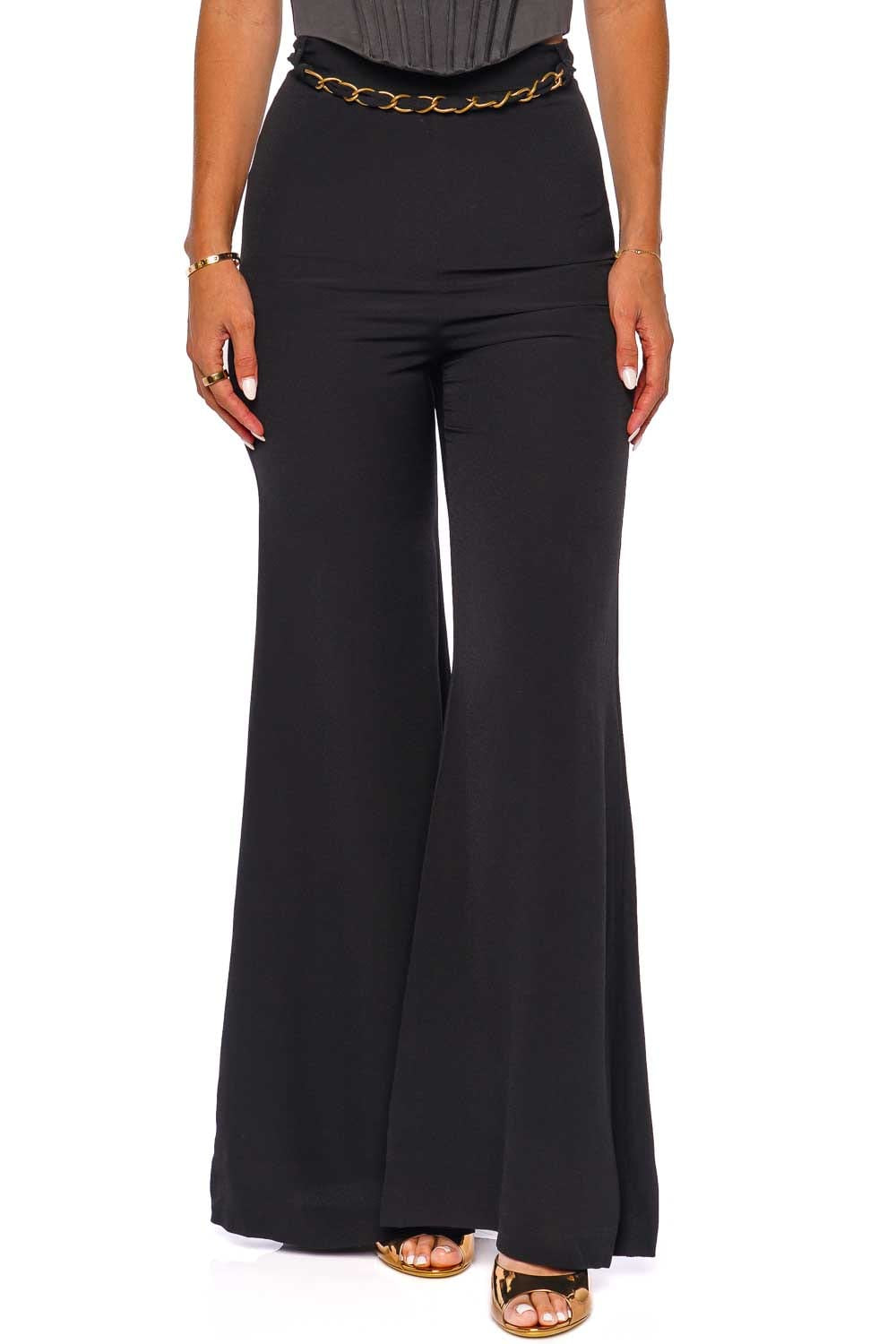 ZIMMERMANN Black Skinny Flare Belted Pant