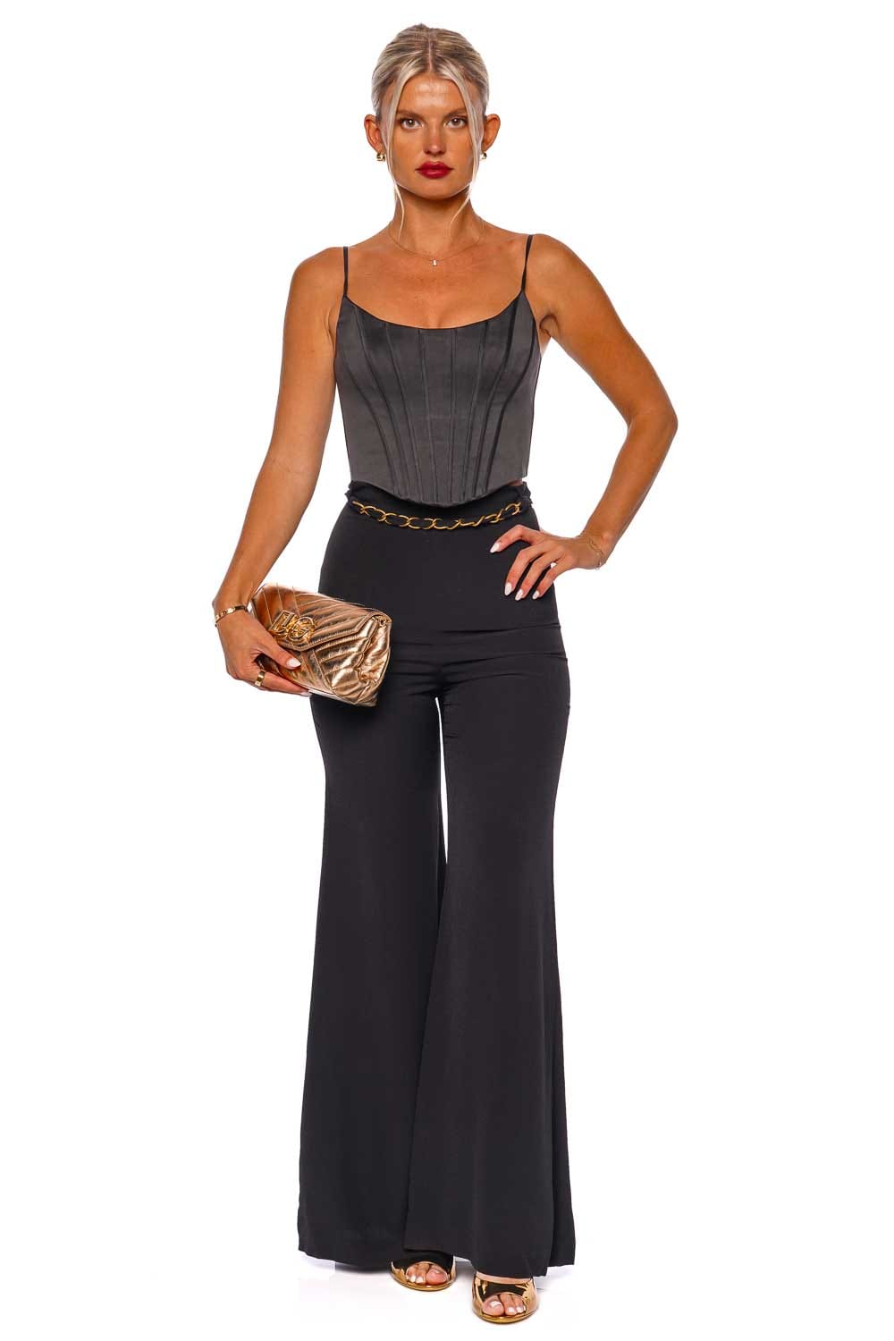 ZIMMERMANN Black Skinny Flare Belted Pant