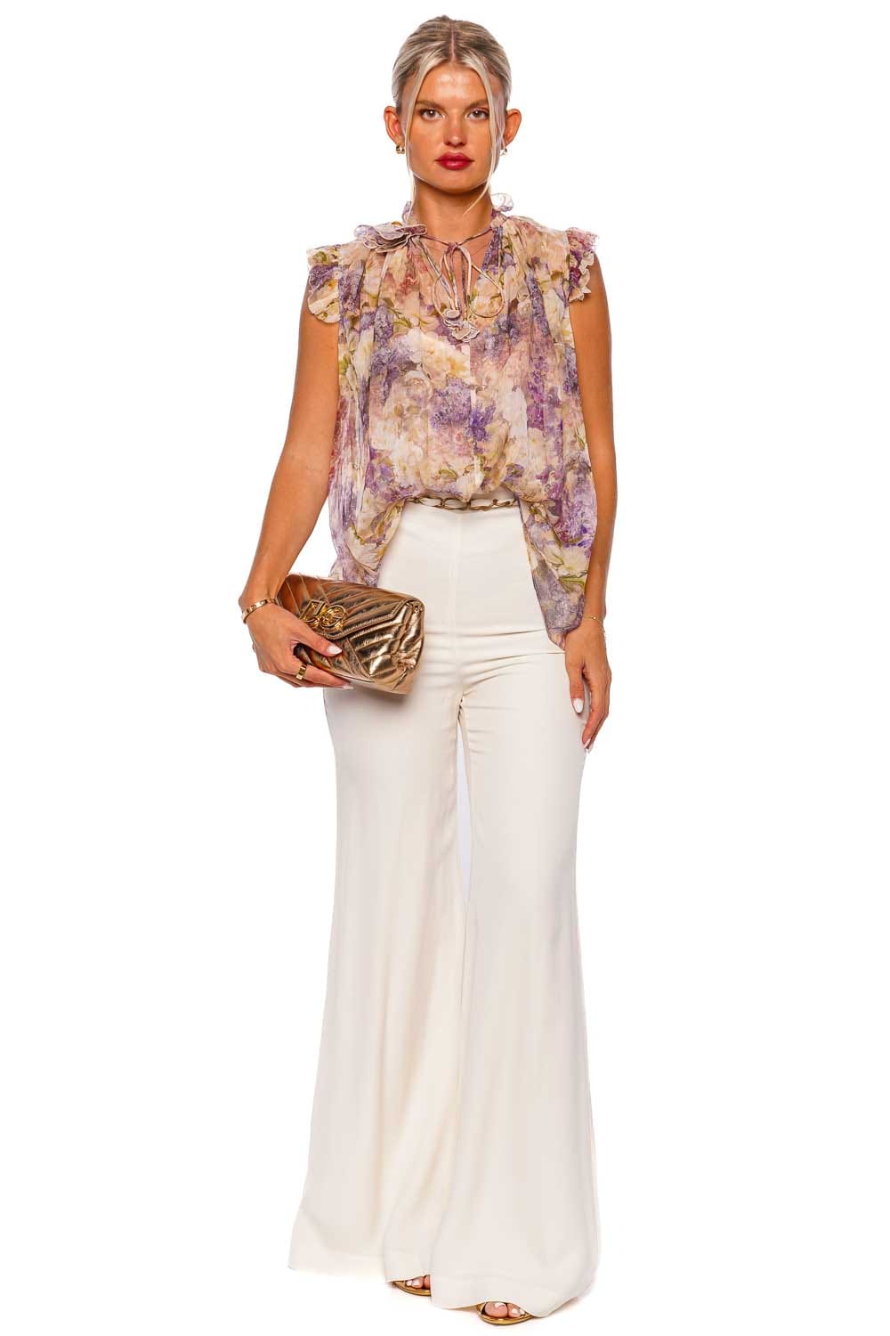 ZIMMERMANN Cream Skinny Flare Belted Pant