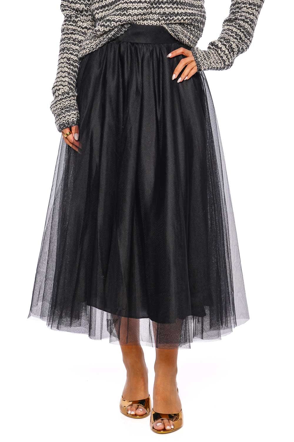 ZIMMERMANN Black Tulle Midi Skirt