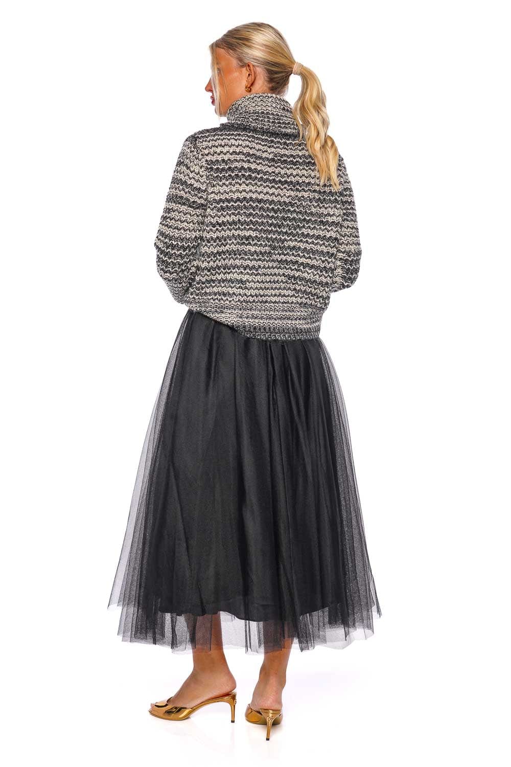 ZIMMERMANN Black Tulle Midi Skirt