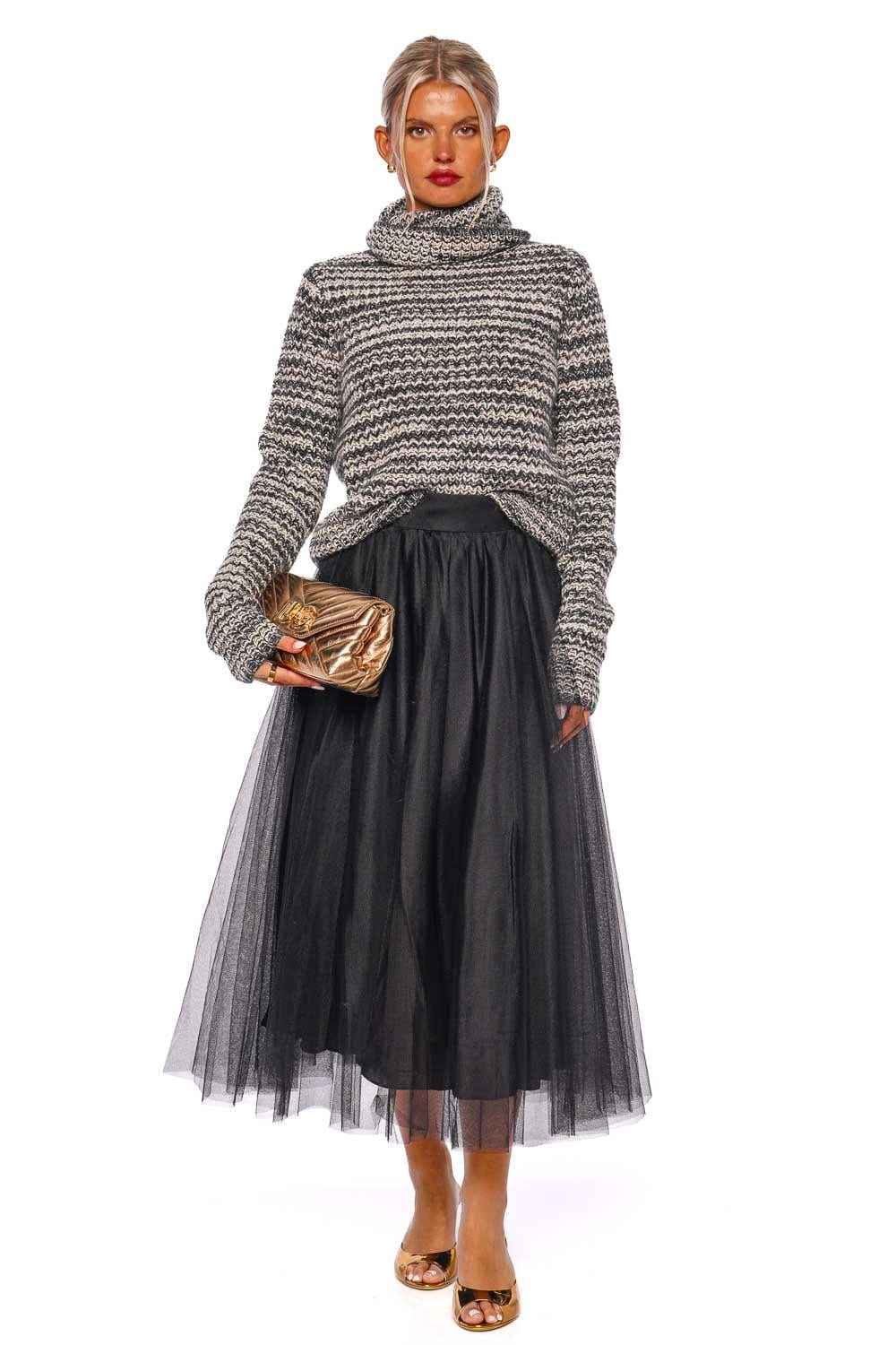 ZIMMERMANN Black Tulle Midi Skirt