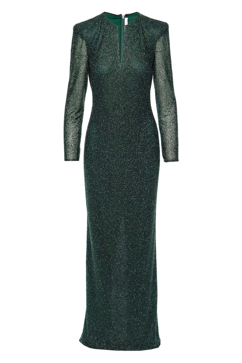 Naeem Khan Emerald Beaded Keyhole Column Gown