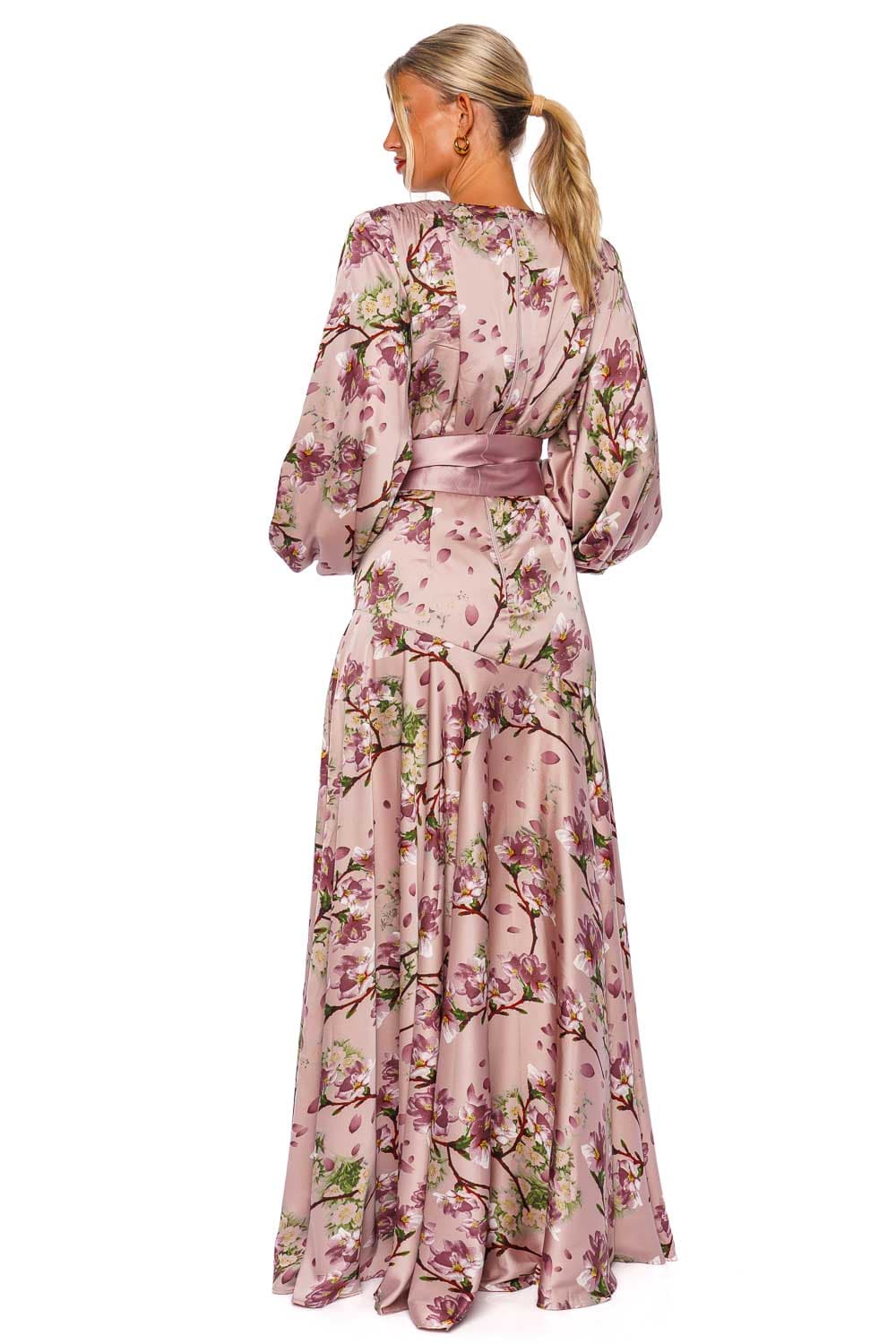 Bronx and Banco Carmen Sakura Floral Satin Gown