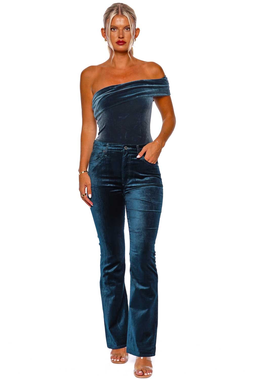 AGOLDE Nico Blizzard Velvet Boot Cut Jeans
