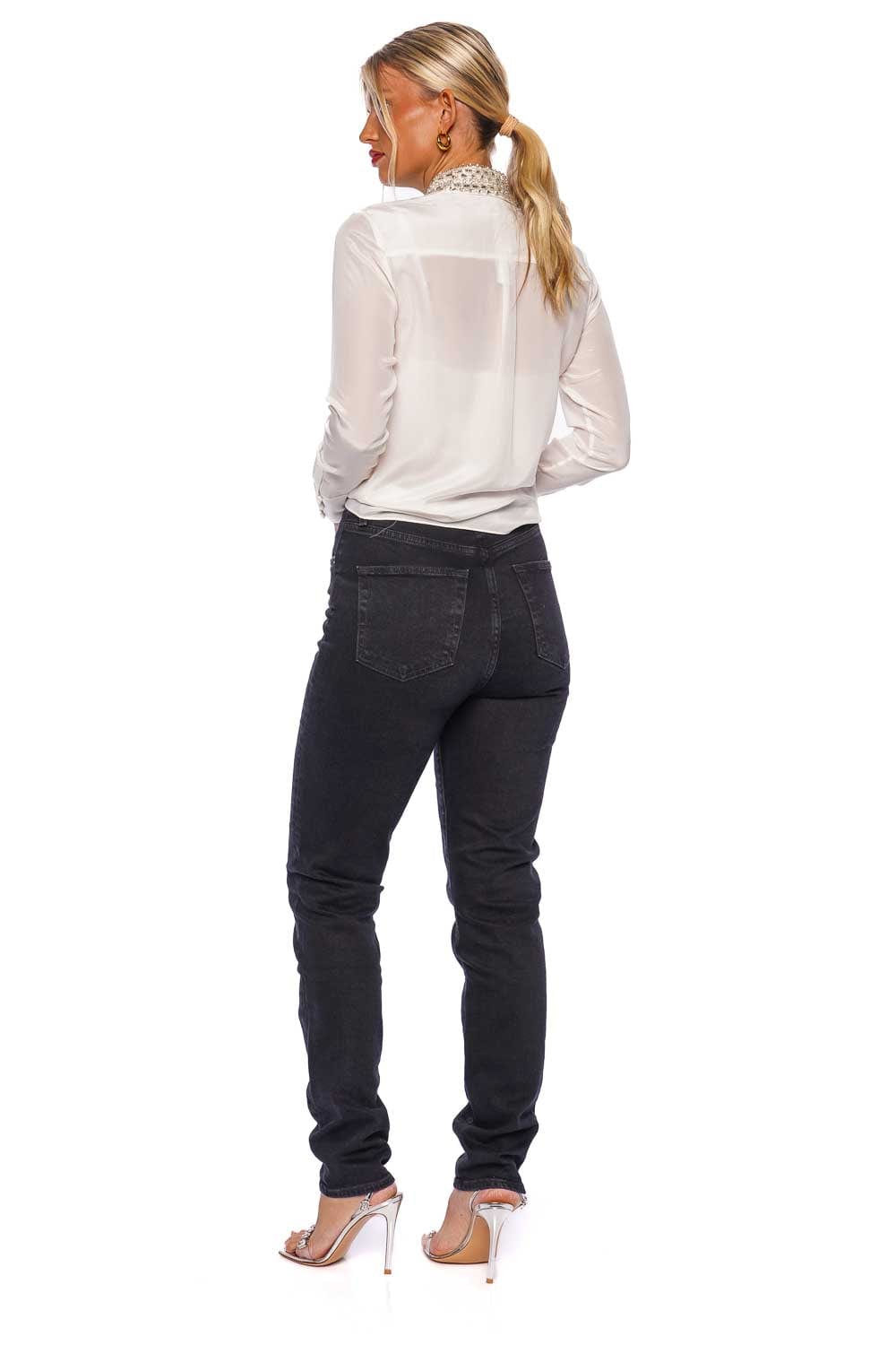 ALICE + OLIVIA Willa Embellished Silk Button Down Blouse