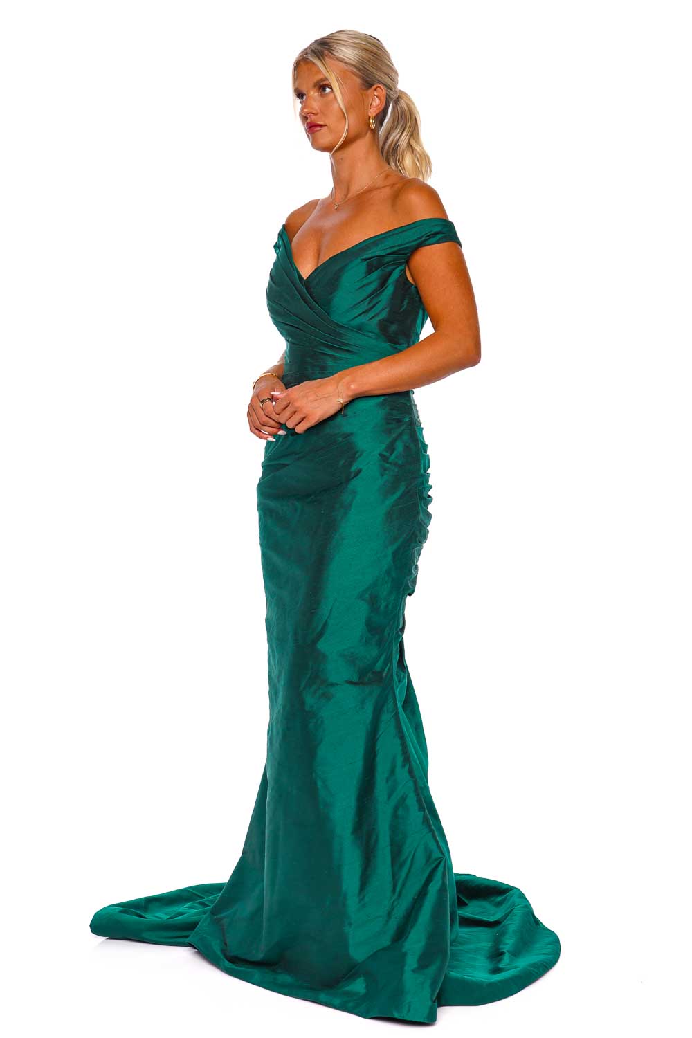 Romona Keveza EMERALD OFF SHOULDER GOWN E1126 EMERALD