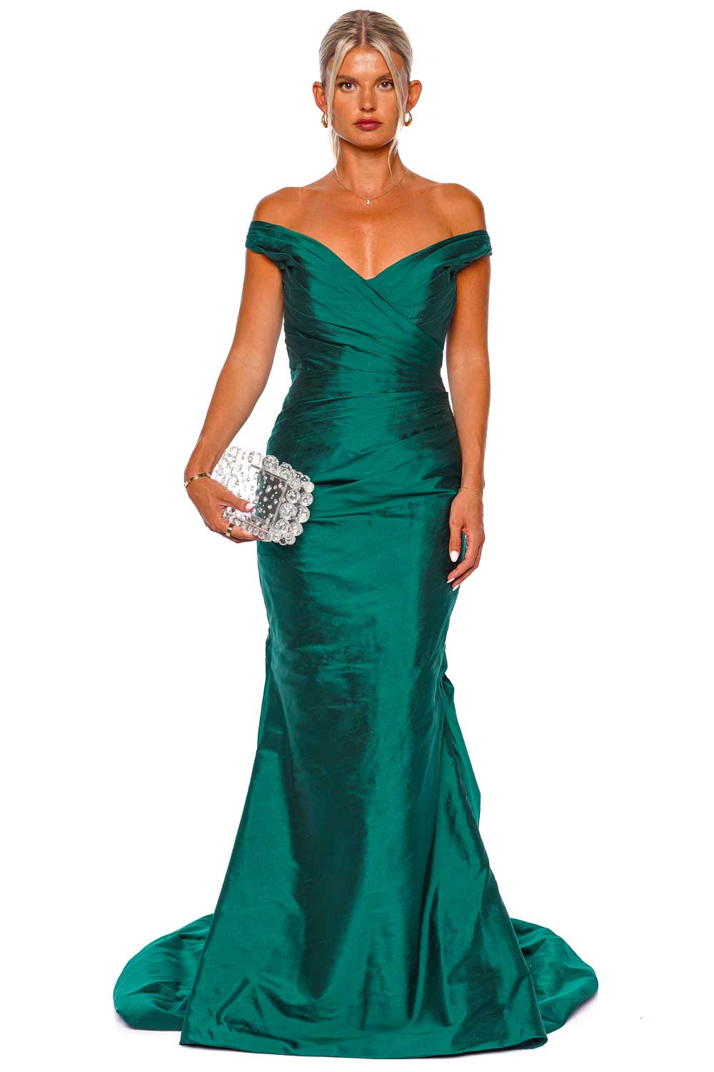 Romona Keveza EMERALD OFF SHOULDER GOWN E1126 EMERALD