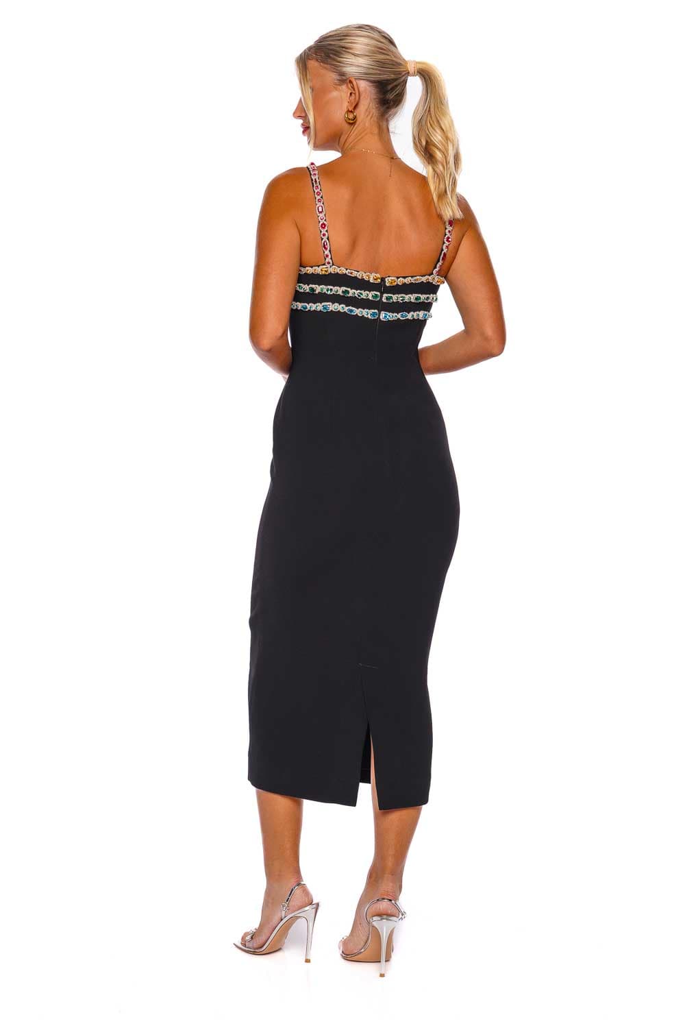 Zuhair Murad CADY BEADED MIDI DRESS FDR23013CRCA011 BLACK