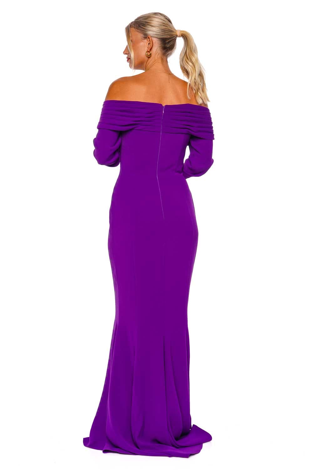 Zuhair Murad CADY OFF SHOULDER GOWN FDR23048CRCA010 AMARANTH PUEPLE