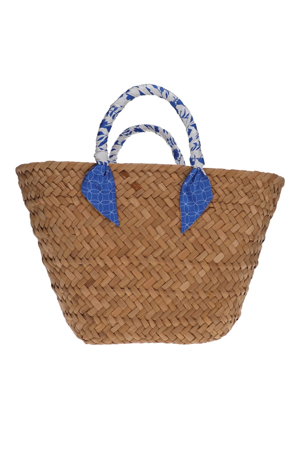 Ray Blue Scarf Natural Straw Tote