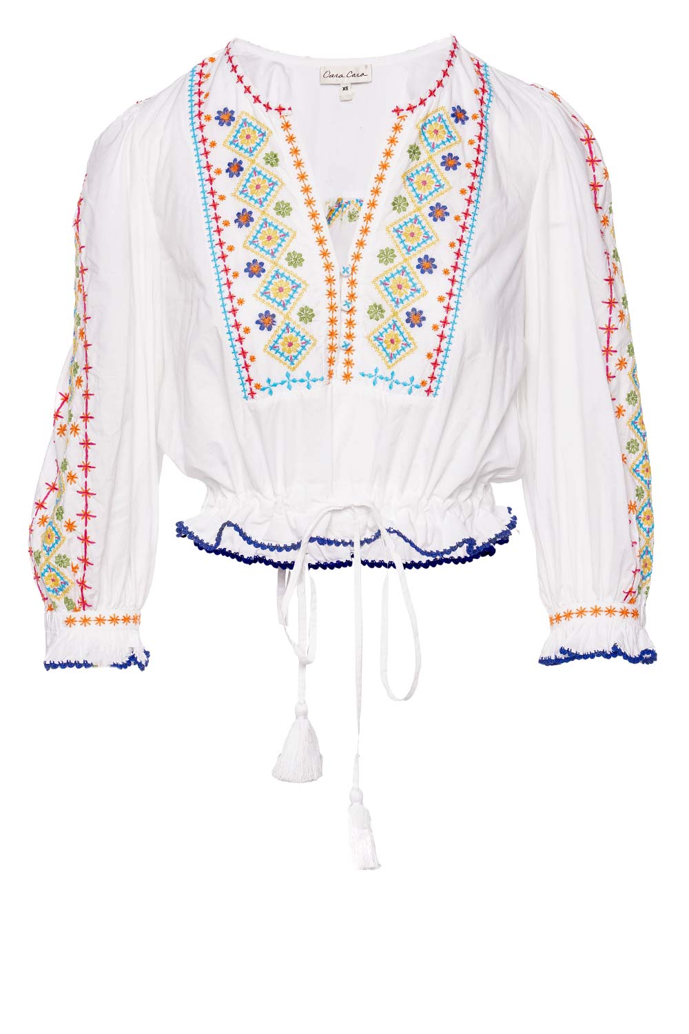 Cara Cara Alev Floral Embroidered Drawstring Top