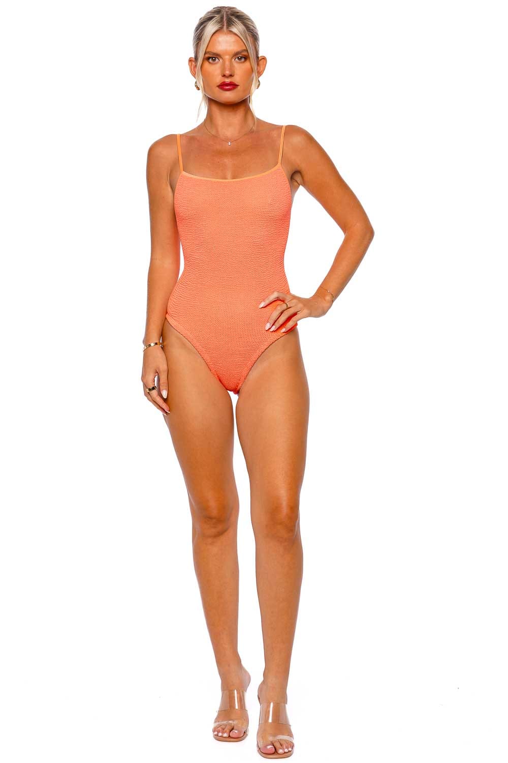 Hunza G Pamela Orange Crinkle One Piece