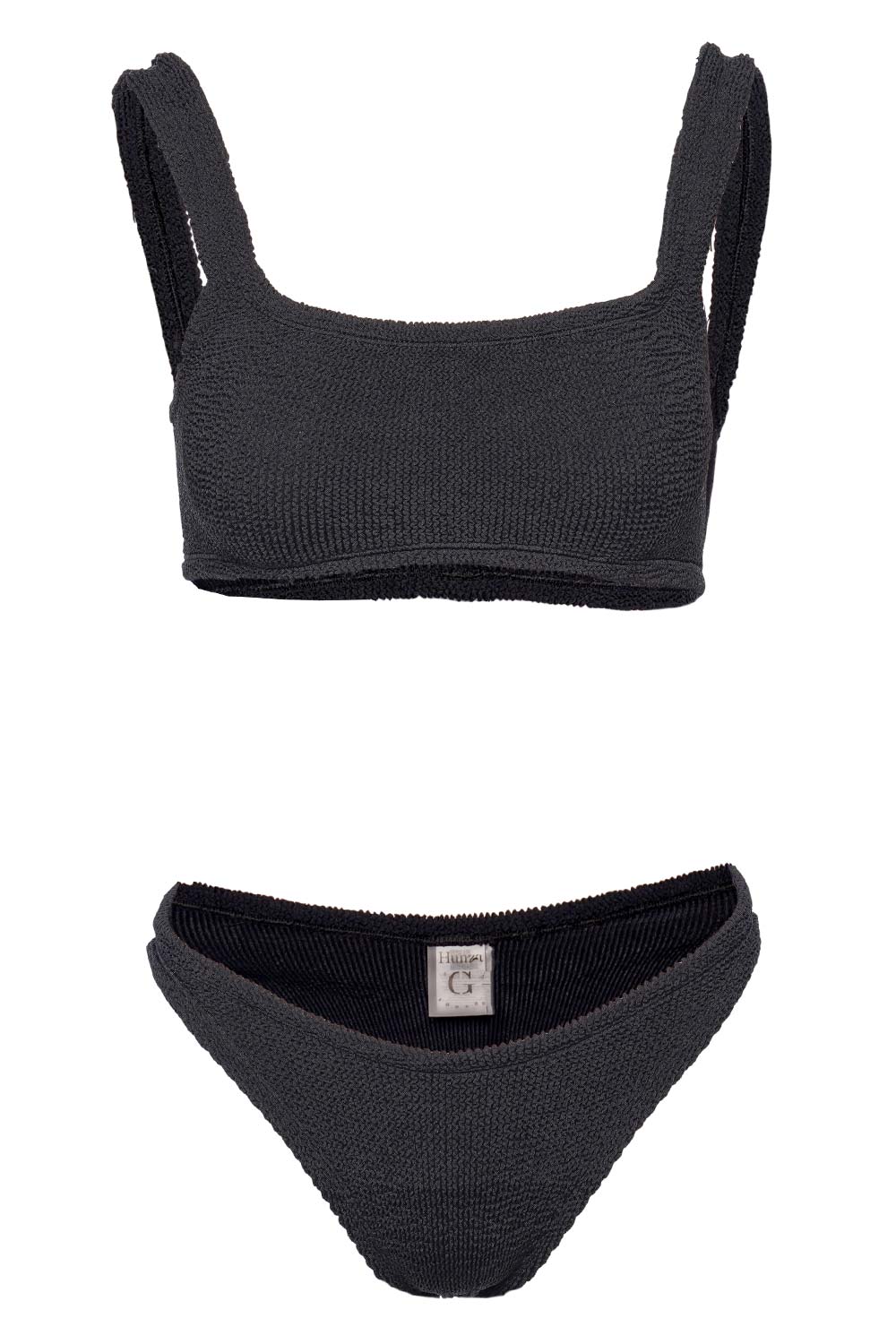 Hunza G Xandra Black Crinkle Bikini Set