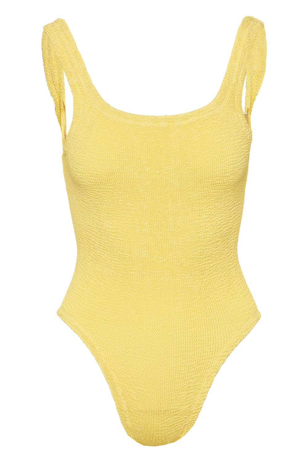 Hunza G Square Neck Yellow One Piece Swimsuit
