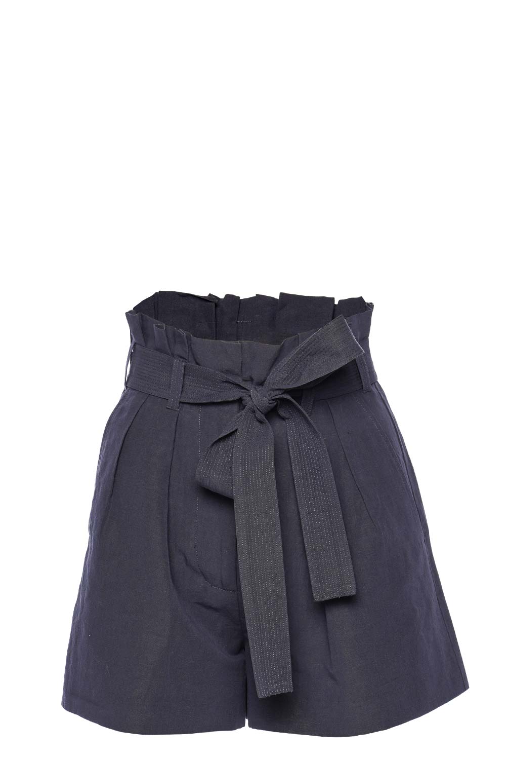 Ulla Johnson Abri Midnight Pleated Paperbag Shorts