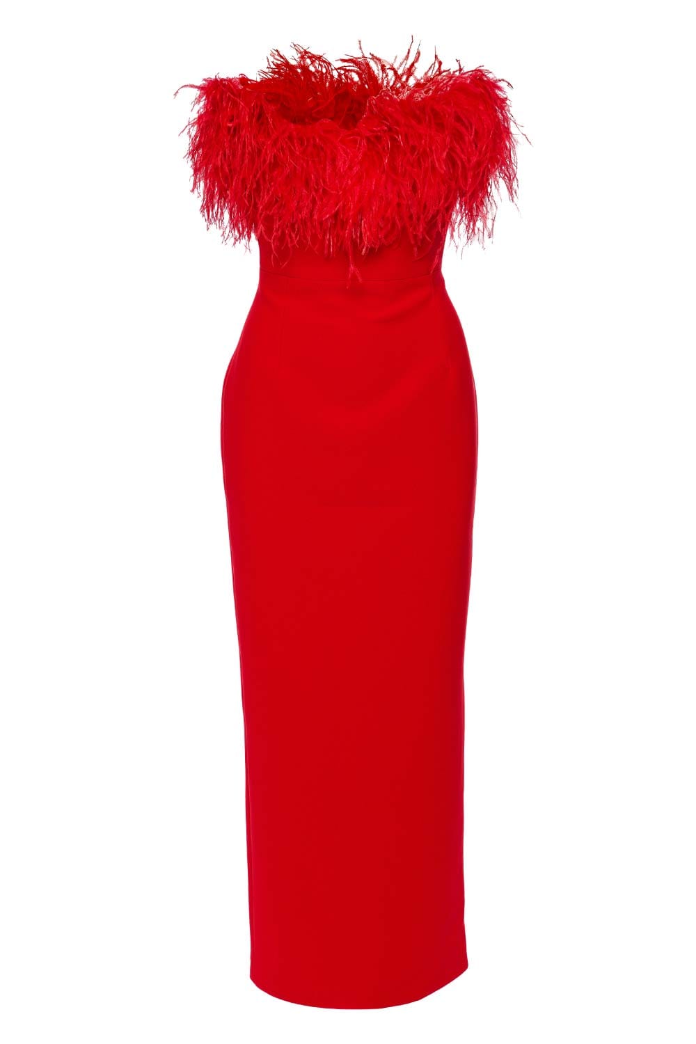 The New Arrivals by Ilkyaz Ozel Lena Strapless Ostrich Feather Maxi Dress