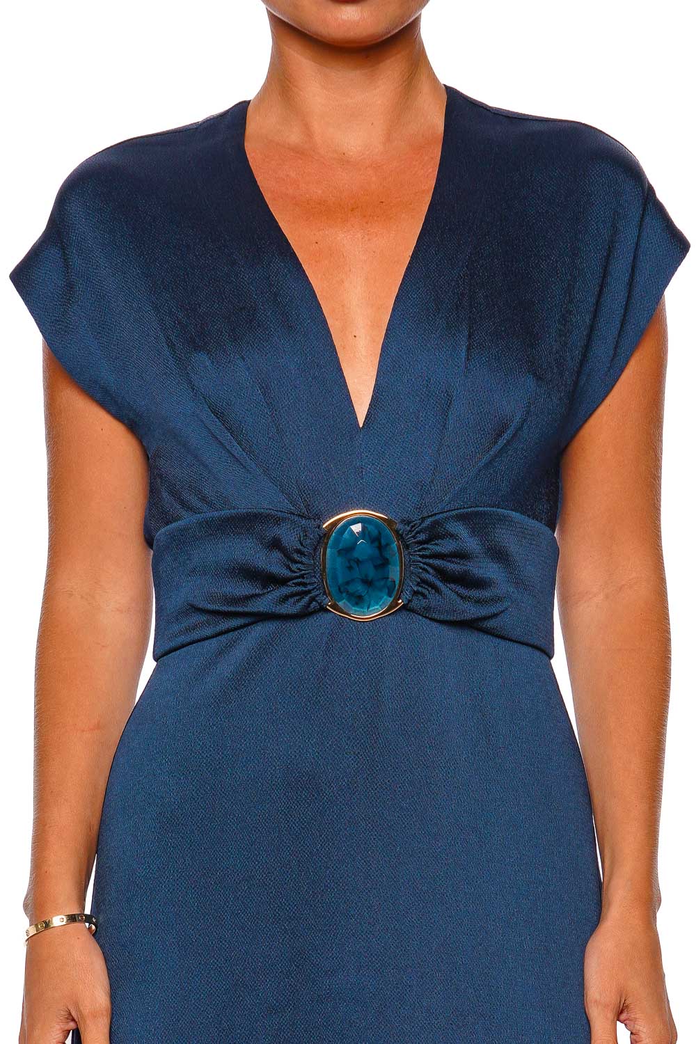 Silvia Tcherassi Emmeline Navy Stone Embellished Midi Dress