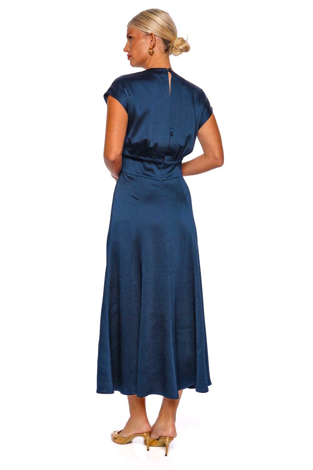 Silvia Tcherassi Emmeline Navy Stone Embellished Midi Dress