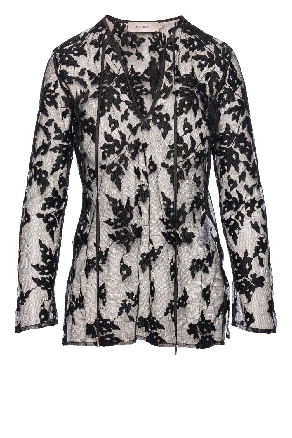 Silvia Tcherassi Tosca Black Velvet Tulle Blouse