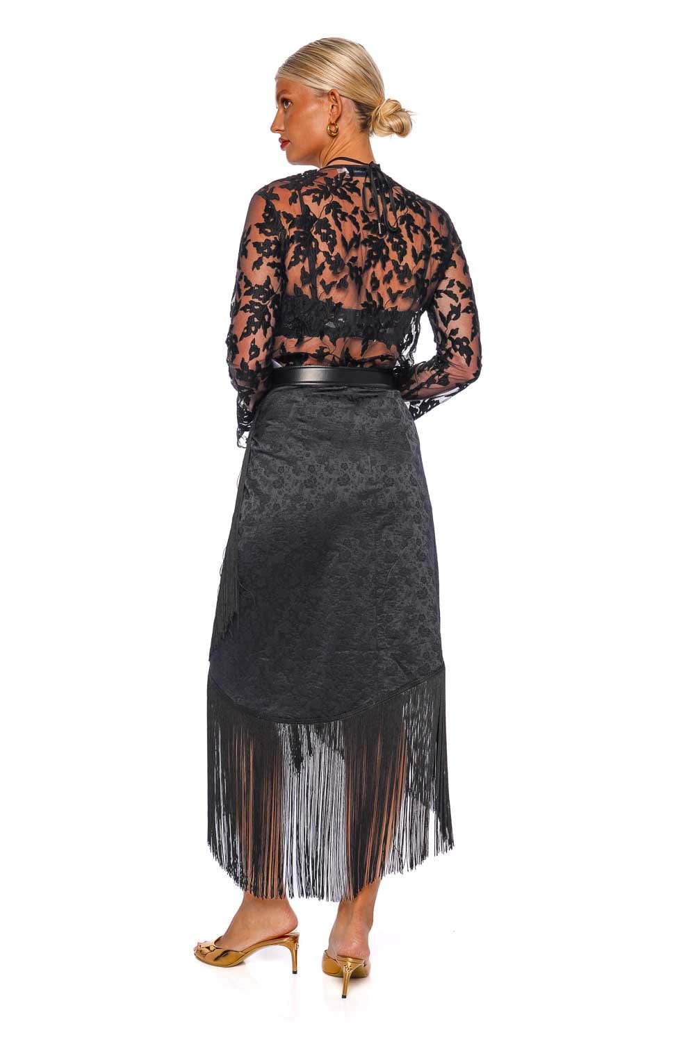 Silvia Tcherassi Tosca Black Velvet Tulle Blouse