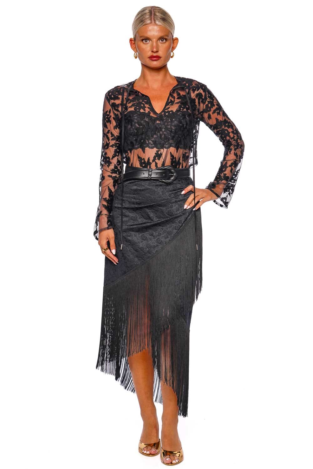 Silvia Tcherassi Tosca Black Velvet Tulle Blouse