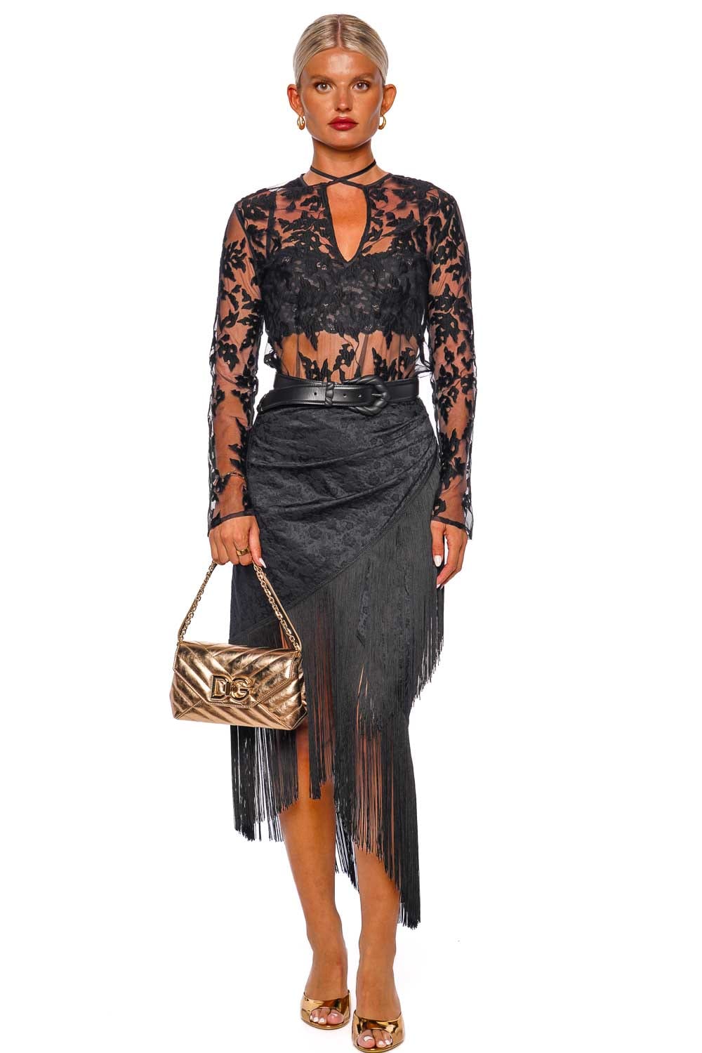 Silvia Tcherassi Tosca Black Velvet Tulle Blouse