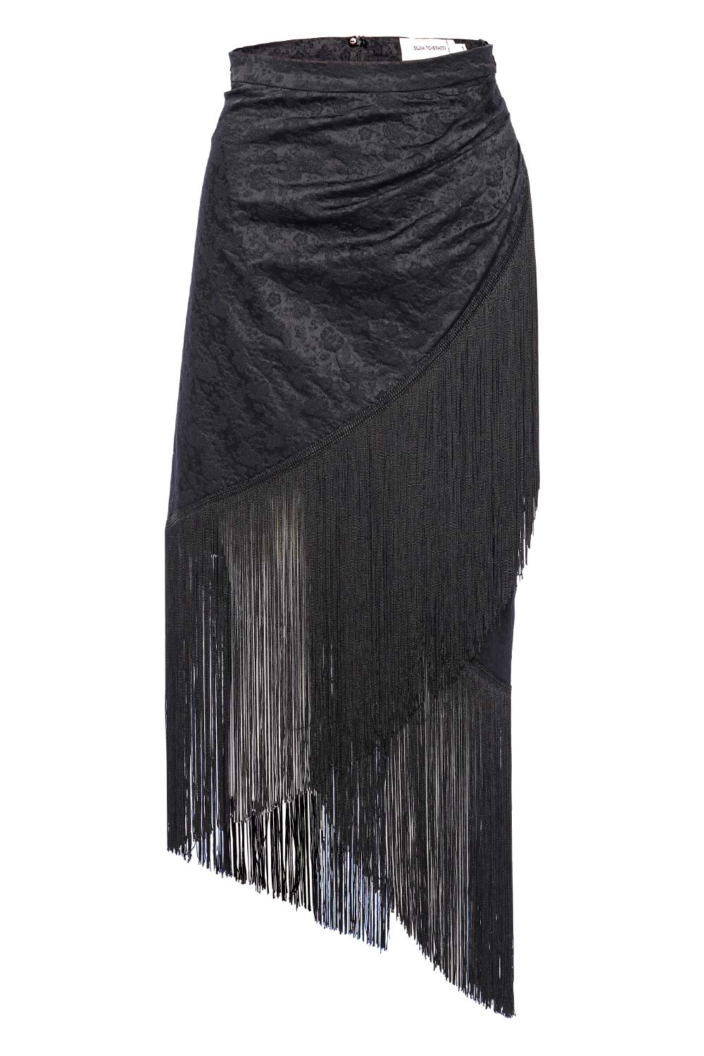 Silvia Tcherassi Natalia Black Fringed Midi Skirt