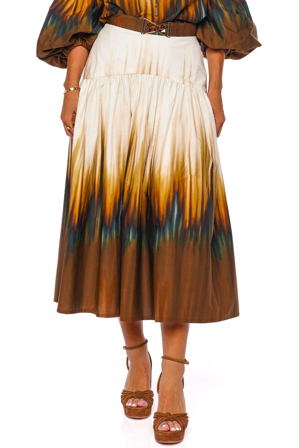Silvia Tcherassi Damalia Belted Cotton Midi Skirt