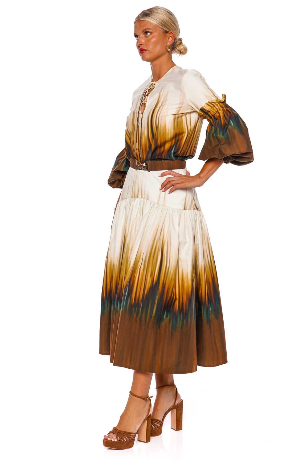 Silvia Tcherassi Damalia Belted Cotton Midi Skirt