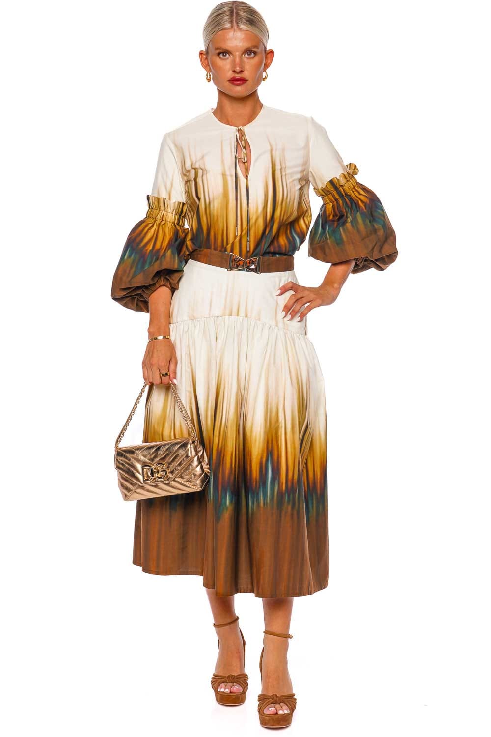 Silvia Tcherassi Damalia Belted Cotton Midi Skirt