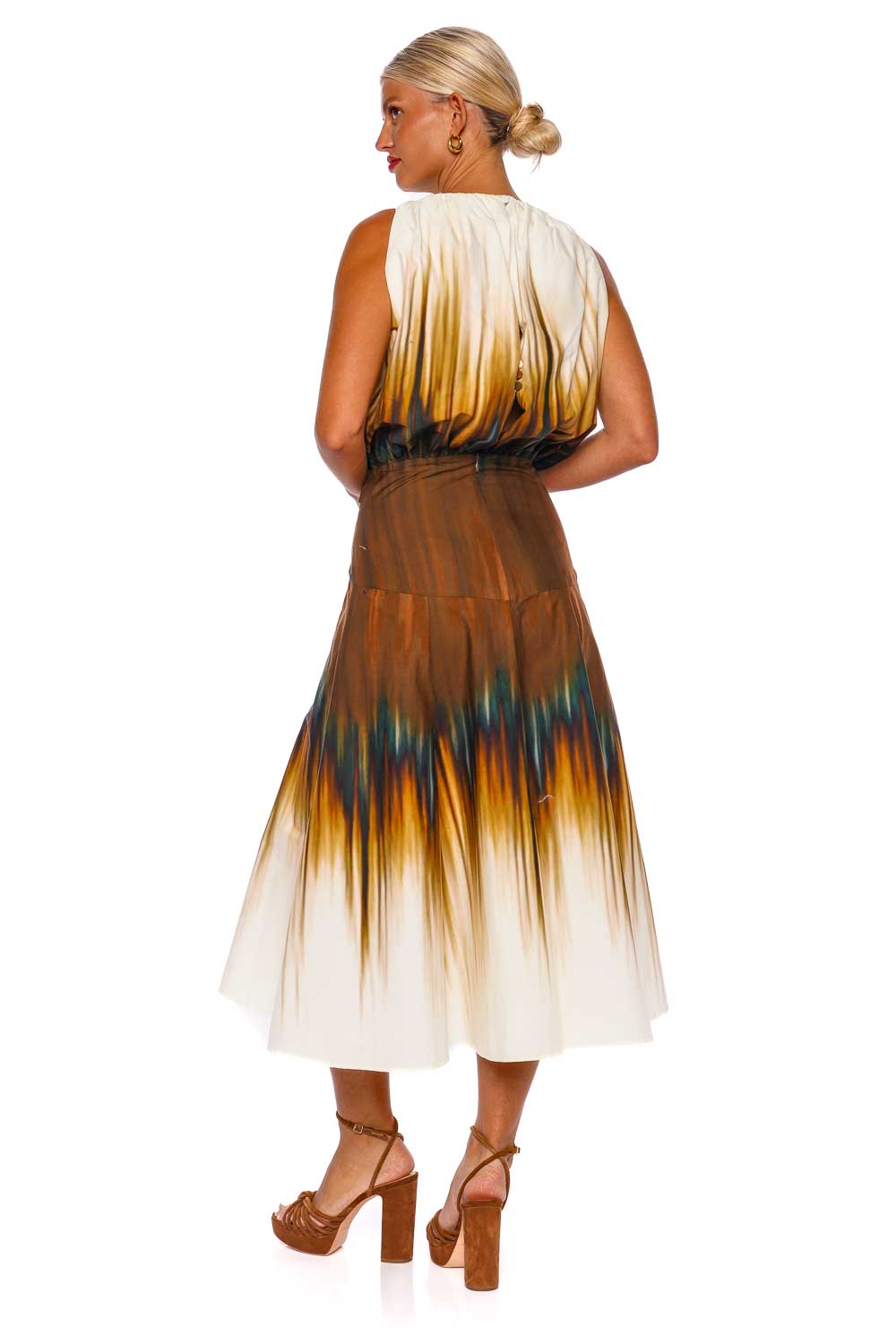 Silvia Tcherassi Berta Sleeveless Belted Midi Dress