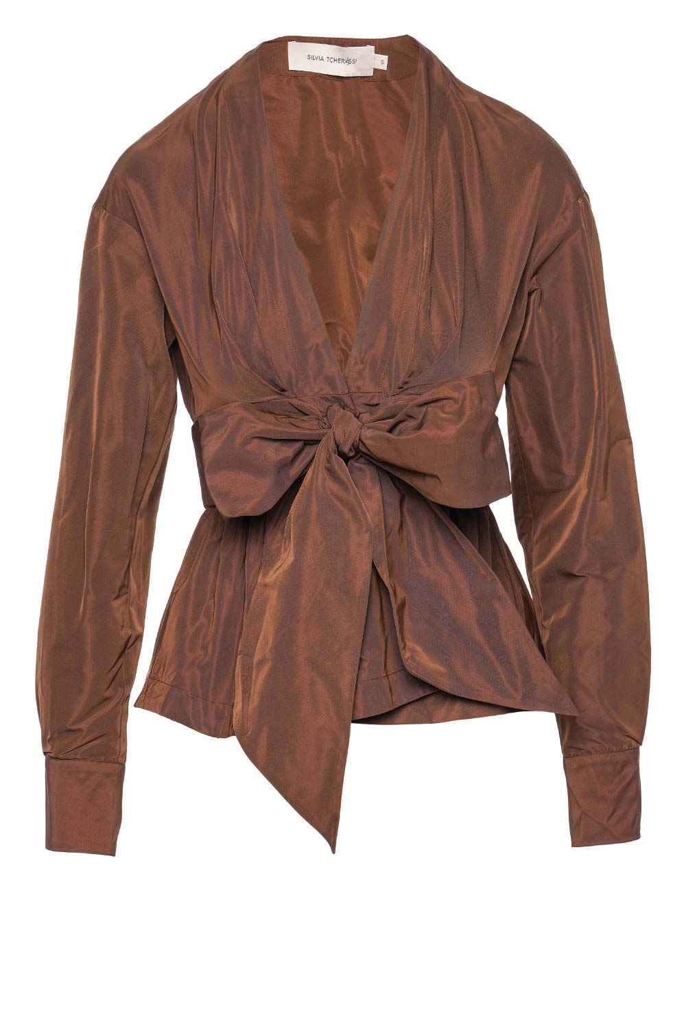 Silvia Tcherassi Saanvi Brown Belted Peplum Blouse