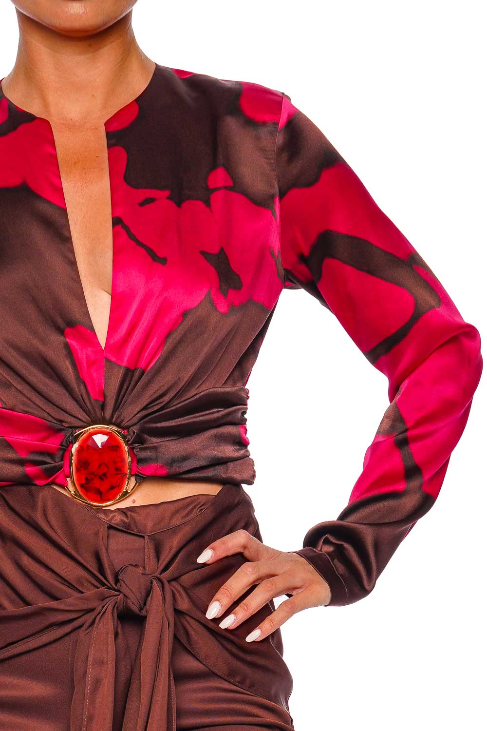 Silvia Tcherassi Edith Stretch Silk Printed Blouse