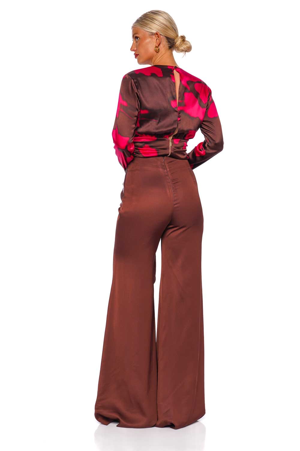 Silvia Tcherassi Noa Brown Tie Waist Wide Leg Pants