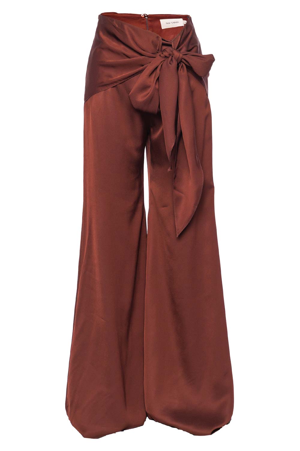 Silvia Tcherassi Noa Brown Tie Waist Wide Leg Pants