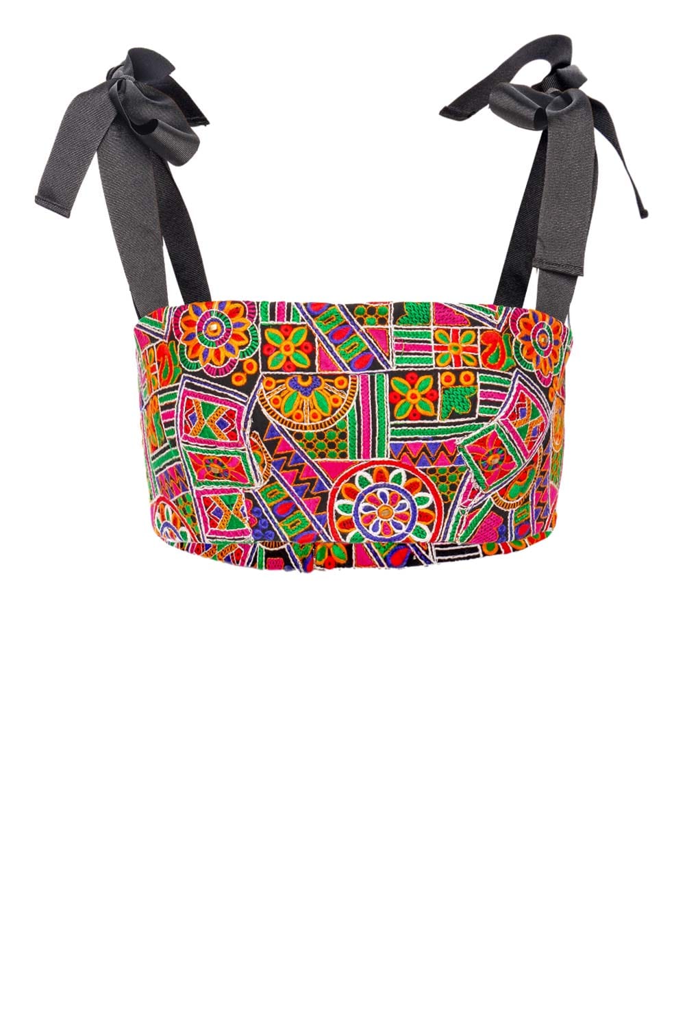Andres Otalora Ubaque Embroidered Tie-Shoulder Crop Top